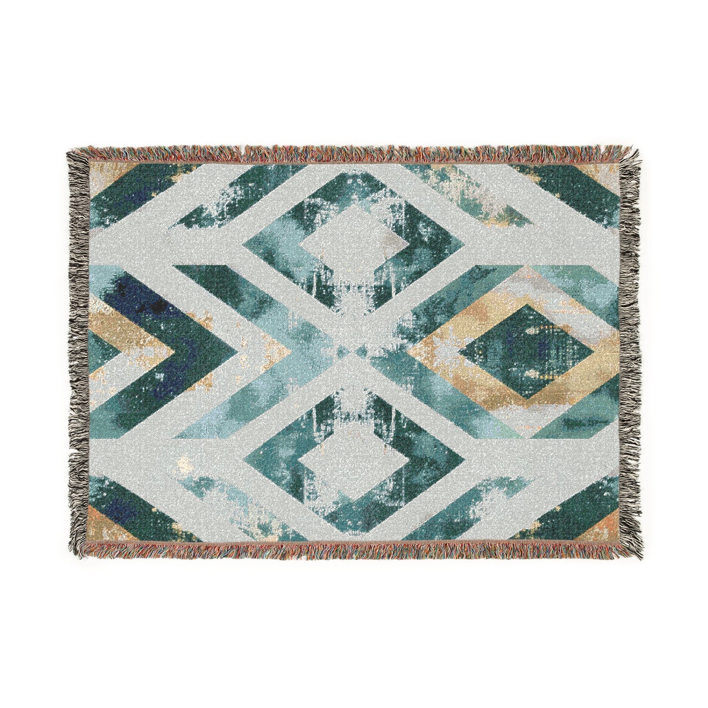 Geometric Woven Blanket: Cozy Home Decor, Gift for Him/Her, Modern Throw, Bohemian Accent for All Seasons, Vibrant Textile