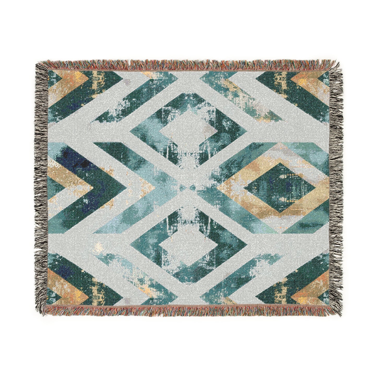 Geometric Woven Blanket: Cozy Home Decor, Gift for Him/Her, Modern Throw, Bohemian Accent for All Seasons, Vibrant Textile