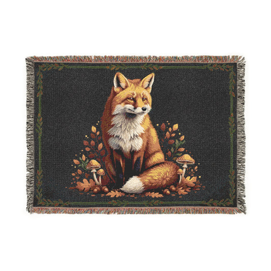 Cozy Fox-Themed Woven Blanket | Nature Lover's Decor, Gift for Animal Lovers, Home Cozy Vibes, Fall Decor, Festival Blanket
