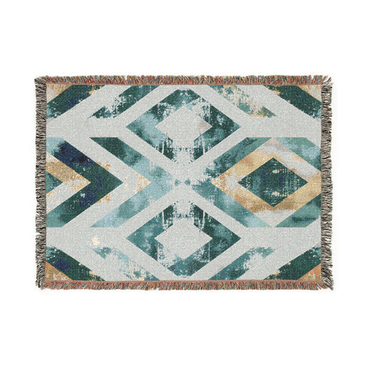 Geometric Woven Blanket: Cozy Home Decor, Gift for Him/Her, Modern Throw, Bohemian Accent for All Seasons, Vibrant Textile
