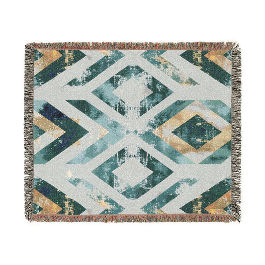 Geometric Woven Blanket: Cozy Home Decor, Gift for Him/Her, Modern Throw, Bohemian Accent for All Seasons, Vibrant Textile
