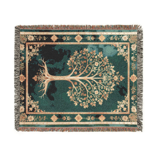 Bohemian Woven Blanket - Decorative Throw, Cozy Home Decor, Gifts for Her, Couch Cover, Tree of Life Design
